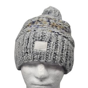 Turtle Fur Beanie‎ Knit Winter Hat Pom Pom Gray Speckled Ski Warm Cap